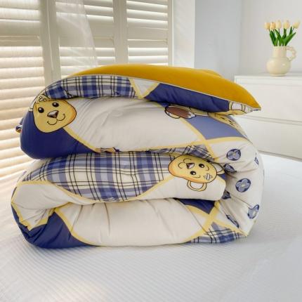 寐居 2022新款A类针织棉超柔保暖印花冬被 格纹酷熊