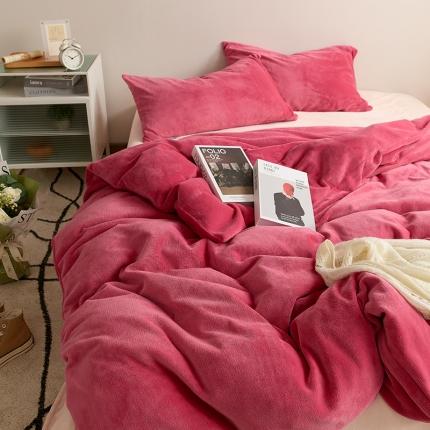 91家纺网 家纺一手货源 找家纺 花沐 2023新款博主风粉色系混搭牛奶绒四件套 冬日梅子