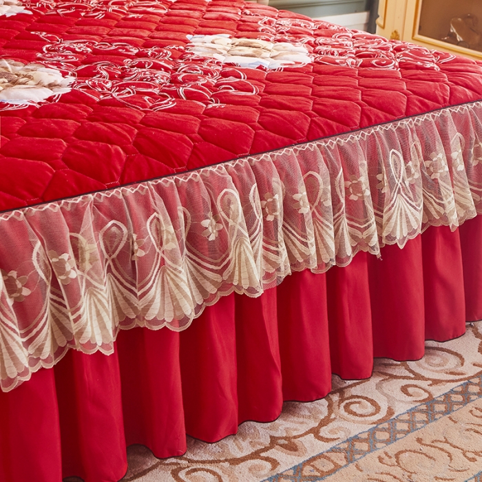 91家纺网 家纺一手货源 找家纺 （总）艾裙海 2025新款韩版水晶绒夹棉床裙款四件套