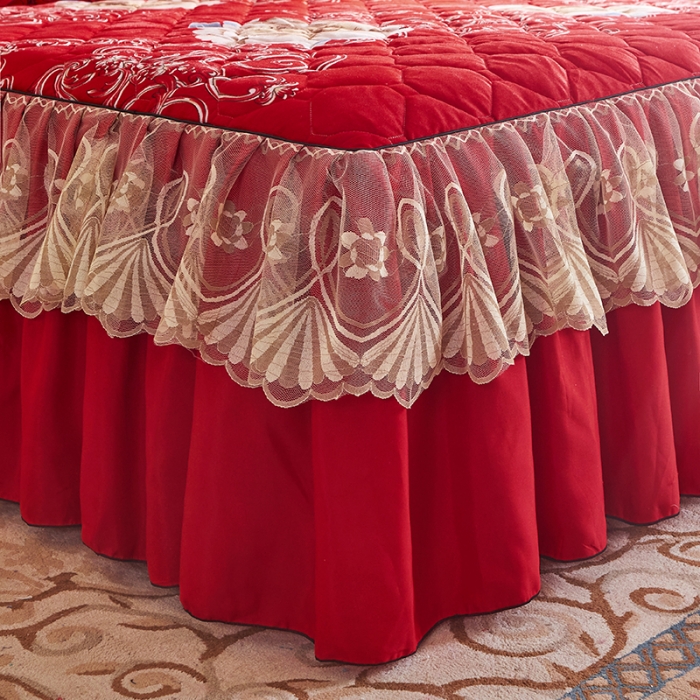 91家纺网 家纺一手货源 找家纺 （总）艾裙海 2025新款韩版水晶绒夹棉床裙款四件套