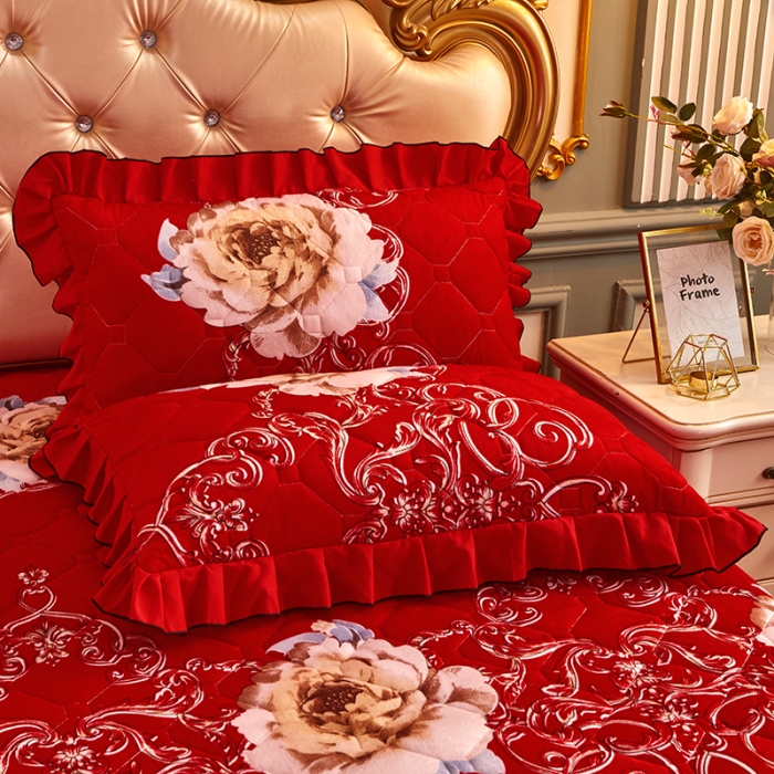 91家纺网 家纺一手货源 找家纺 （总）艾裙海 2025新款韩版水晶绒夹棉床裙款四件套