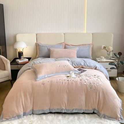 91家纺网 家纺一手货源 找家纺 (总) 七七 2025新款绣花牛奶绒四件套尤加利系列