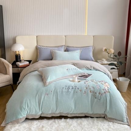 91家纺网 家纺一手货源 找家纺 (总) 七七 2025新款绣花牛奶绒四件套尤加利系列