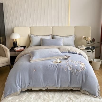 91家纺网 家纺一手货源 找家纺 (总) 七七 2025新款绣花牛奶绒四件套尤加利系列