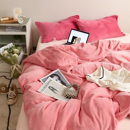花沐 2023新款博主风粉色系混搭牛奶绒四件套 贩卖温柔