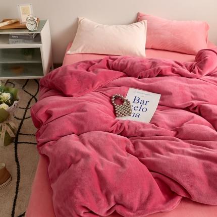 花沐 2023新款博主风粉色系混搭牛奶绒四件套 一屋蜜桃香