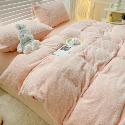 91家纺网 家纺一手货源 找家纺 （总）2022新款加厚美丽绒牛奶绒四件套纯色泰迪绒8斤