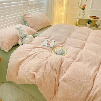 91家纺网 家纺一手货源 找家纺 （总）2022新款加厚美丽绒牛奶绒四件套纯色泰迪绒8斤