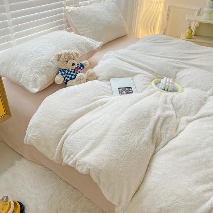 91家纺网 家纺一手货源 找家纺 （总）2022新款加厚美丽绒牛奶绒四件套纯色泰迪绒8斤