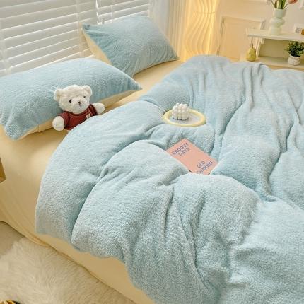 91家纺网 家纺一手货源 找家纺 （总）2022新款加厚美丽绒牛奶绒四件套纯色泰迪绒8斤