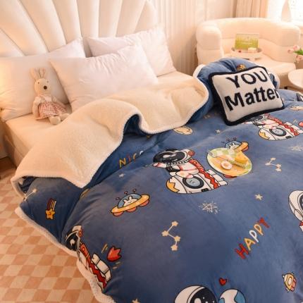 91家纺网 家纺一手货源 找家纺 眠博士 2021新款印花拼羊羔绒单被套 太空小子