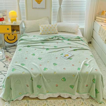 91家纺网 家纺一手货源 找家纺 寐居 2022新款云朵绒卡通小毛毯盖毯 小恐龙-绿