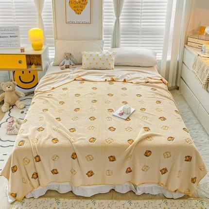 91家纺网 家纺一手货源 找家纺 寐居 2022新款云朵绒卡通小毛毯盖毯 小老虎-黄