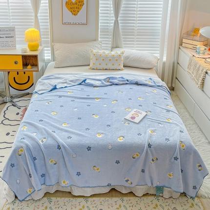 91家纺网 家纺一手货源 找家纺 寐居 2022新款云朵绒卡通小毛毯盖毯 小鸭子-蓝