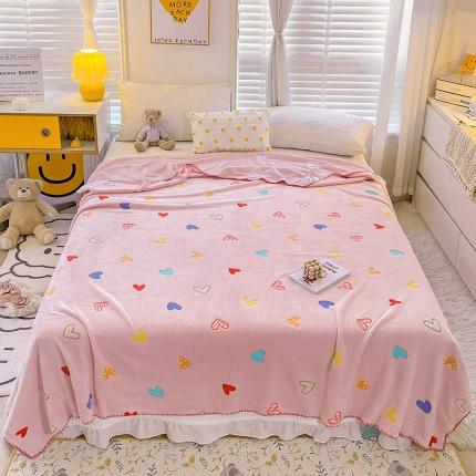 寐居 2022新款云朵绒卡通小毛毯盖毯 爱心-粉