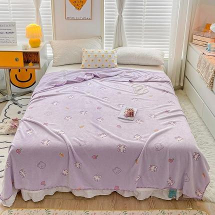 寐居 2022新款云朵绒卡通小毛毯盖毯 小白兔-紫