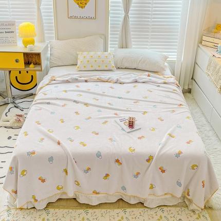 寐居 2022新款云朵绒卡通小毛毯盖毯 小星星-米白