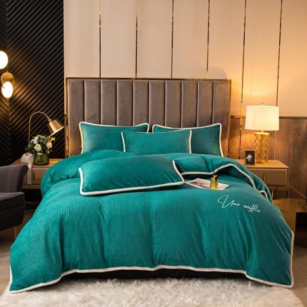 91家纺网 家纺一手货源 找家纺 （总）吾诺 2022新款华夫格牛奶绒四件套