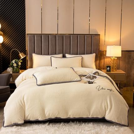 91家纺网 家纺一手货源 找家纺 （总）吾诺 2022新款华夫格牛奶绒四件套