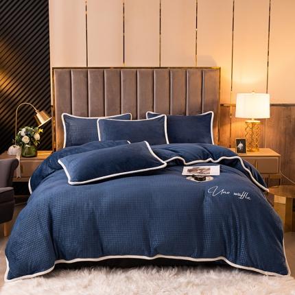 91家纺网 家纺一手货源 找家纺 （总）吾诺 2022新款华夫格牛奶绒四件套