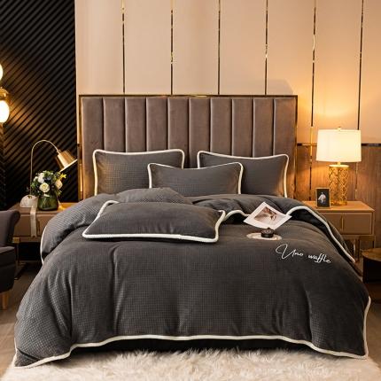 91家纺网 家纺一手货源 找家纺 （总）吾诺 2022新款华夫格牛奶绒四件套