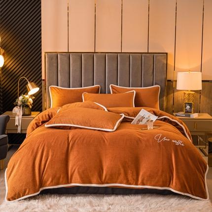 91家纺网 家纺一手货源 找家纺 （总）吾诺 2022新款华夫格牛奶绒四件套