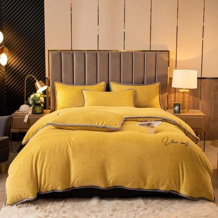 91家纺网 家纺一手货源 找家纺 （总）吾诺 2022新款华夫格牛奶绒四件套