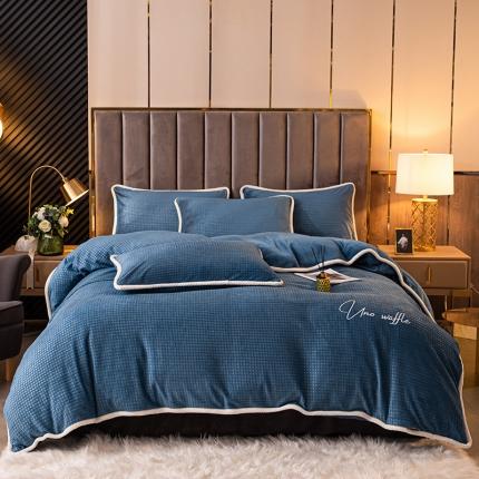 91家纺网 家纺一手货源 找家纺 （总）吾诺 2022新款华夫格牛奶绒四件套