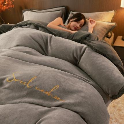 91家纺网 家纺一手货源 找家纺 （总）吾诺 2022新款牛奶绒双拼色四件套风格一