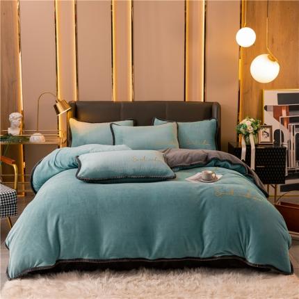 91家纺网 家纺一手货源 找家纺 （总）吾诺 2022新款牛奶绒双拼色四件套风格二