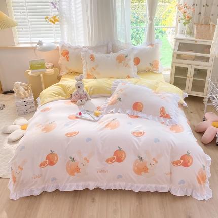 91家纺网 家纺一手货源 找家纺 （总）麦瑞家纺 2024新款加厚磨毛小清新印花花边款四件套