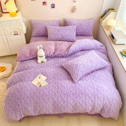 91家纺网 家纺一手货源 找家纺 金爱家 2023新款塔芙绒牛奶绒防静电四件套 塔芙绒-芋紫