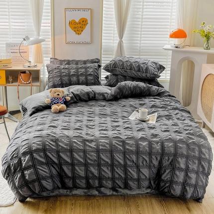 91家纺网 家纺一手货源 找家纺 （总）寐居 2022新款泡泡纱牛奶绒四件套