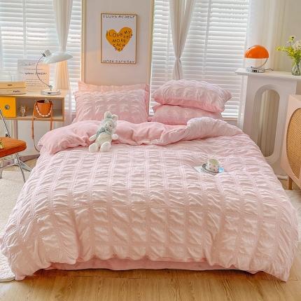 91家纺网 家纺一手货源 找家纺 （总）寐居 2022新款泡泡纱牛奶绒四件套