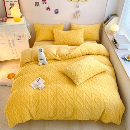 金爱家 2023新款塔芙绒牛奶绒防静电四件套 塔芙绒-柠檬黄