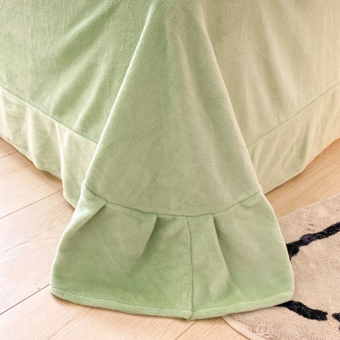 91家纺网 家纺一手货源 找家纺 金爱家 2023新款塔芙绒牛奶绒防静电四件套 塔芙绒-青绿