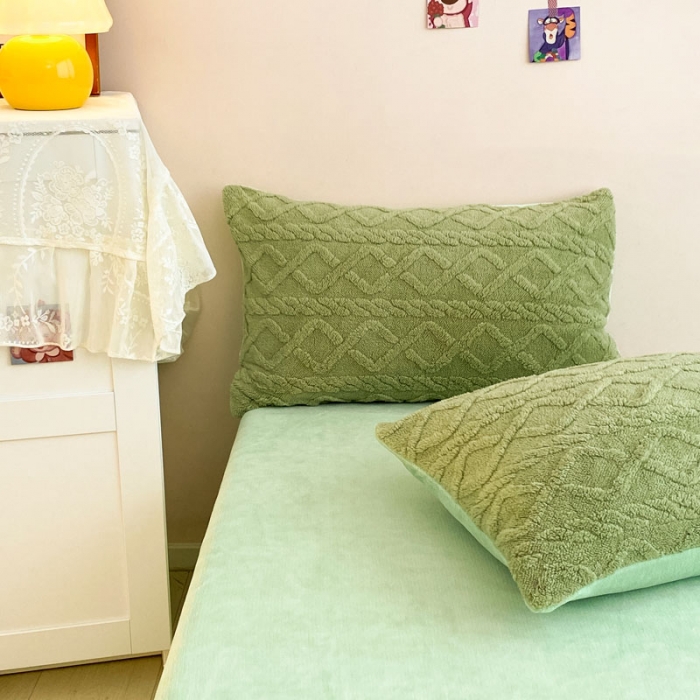91家纺网 家纺一手货源 找家纺 金爱家 2023新款塔芙绒牛奶绒防静电四件套 塔芙绒-青绿