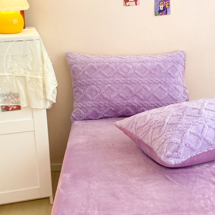 91家纺网 家纺一手货源 找家纺 金爱家 2023新款塔芙绒牛奶绒防静电四件套 塔芙绒-芋紫