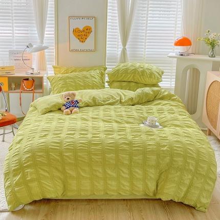 寐居 2022新款泡泡纱牛奶绒四件套 泡泡-梦幻果绿