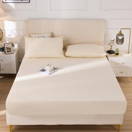 91家纺网 家纺一手货源 找家纺 蓝邻家纺  2023新款全棉40支磨毛系列单品床笠奶油黄