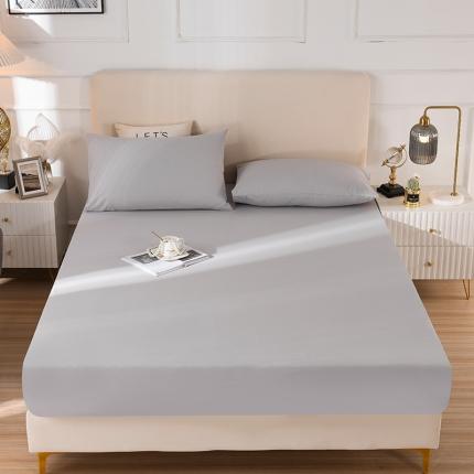 91家纺网 家纺一手货源 找家纺 蓝邻家纺  2023新款全棉40支磨毛系列单品床笠 浅灰