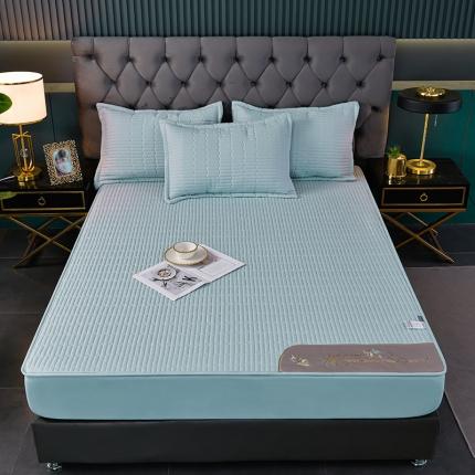 91家纺网 家纺一手货源 找家纺 小牛席业 2022新款四季夹棉床笠-枫叶款 夹棉床笠-枫叶款（浅蓝）