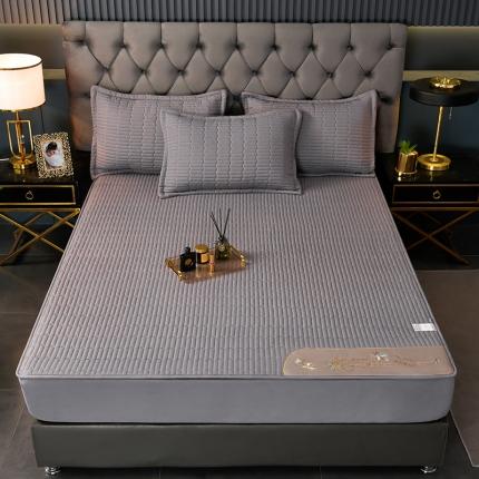 91家纺网 家纺一手货源 找家纺 小牛席业 2022新款四季夹棉床笠-枫叶款 夹棉床笠-枫叶款（深灰）