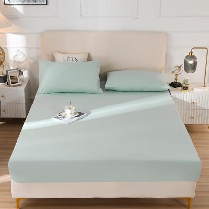 91家纺网 家纺一手货源 找家纺 蓝邻家纺  2023新款全棉40支磨毛系列单品床笠冰海蓝