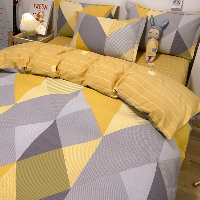 91家纺网 家纺一手货源 找家纺 金爱家 2023新款全棉生态磨毛小清新四件套 奥斯