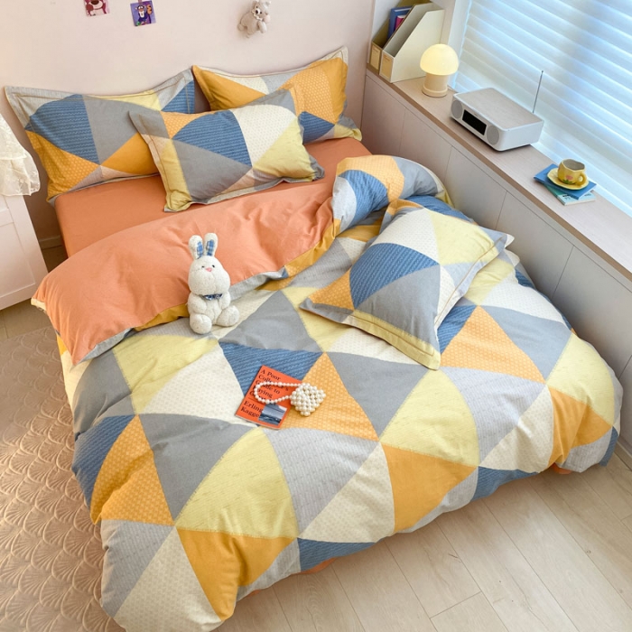 91家纺网 家纺一手货源 找家纺 金爱家 2023新款全棉生态磨毛小清新四件套 都市密码