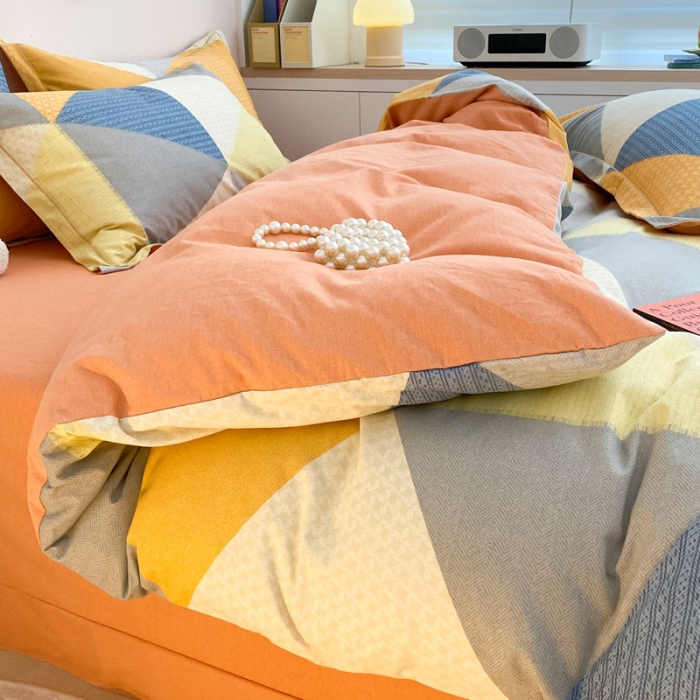 91家纺网 家纺一手货源 找家纺 金爱家 2023新款全棉生态磨毛小清新四件套 都市密码