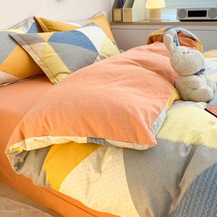 91家纺网 家纺一手货源 找家纺 金爱家 2023新款全棉生态磨毛小清新四件套 都市密码