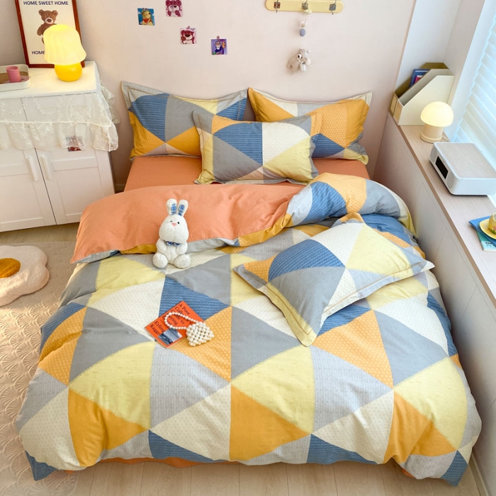 91家纺网 家纺一手货源 找家纺 金爱家 2023新款全棉生态磨毛小清新四件套 都市密码