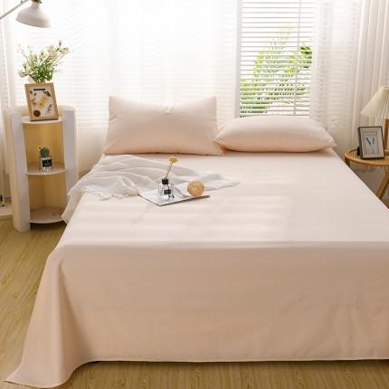 91家纺网 家纺一手货源 找家纺 蓝邻家纺 2023新款全棉40支磨毛系列 单品床单 白桃麻薯